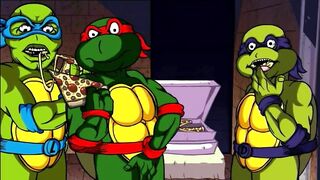 April O'neil and her friends (slow mo bukkake)