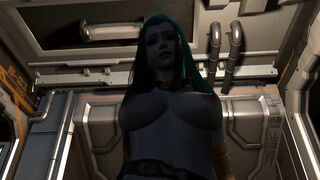 (VAM 3D) Blue alien queen pays tribute