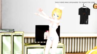 (MMD) Kagamine Rin strips butt-naked for her horny brother!