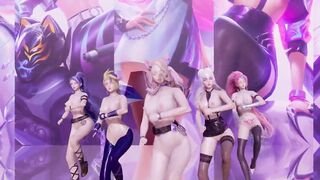 R18-MMD Everglow-Dun Dun Nude Vers. Ahri Akali Evelynn Kaisa
