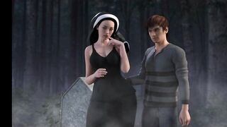 Fucking nun in the cemetery