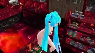MMD Sexy Blue Hair Babe Pierced Nipples and Pussy GV00081