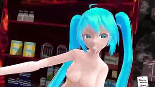 MMD Sexy Blue Hair Babe Pierced Nipples and Pussy GV00081