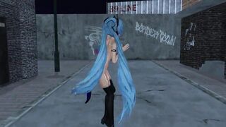 MMD Blue Hair Babe Pierced Nipples Sex Toys GV00117
