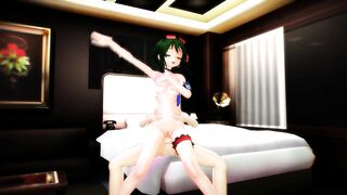 MMD Green Hair Cutie Riding her Favorite Toy GV00137