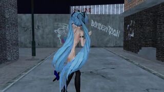 MMD Blue Hair Cutie Pierced Nipples Sex Toys Anal GV00185