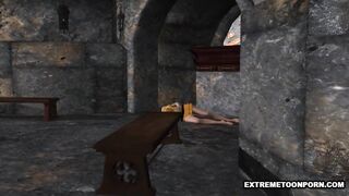 3D Brunette Sucking Cock and Getting Fucked
