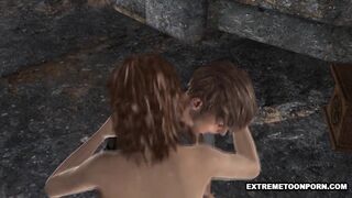 3D Brunette Sucking Cock and Getting Fucked