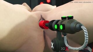 Space soldier bangs a sexy blonde in the sci-fi lab