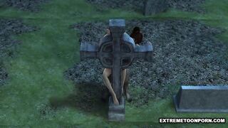 3D Babe Fucked in a Graveyard by a Zombie