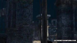 3D Babe Fucked in a Graveyard by a Zombie