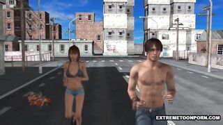 Hot 3D Toon Babe Sucks and Fucks on a Rooftop
