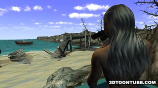 3D Dyke Gets Licked on a Boat