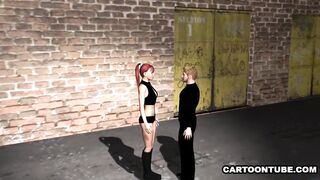 Hot 3D Redhead Sucks and Fucks Outdoors
